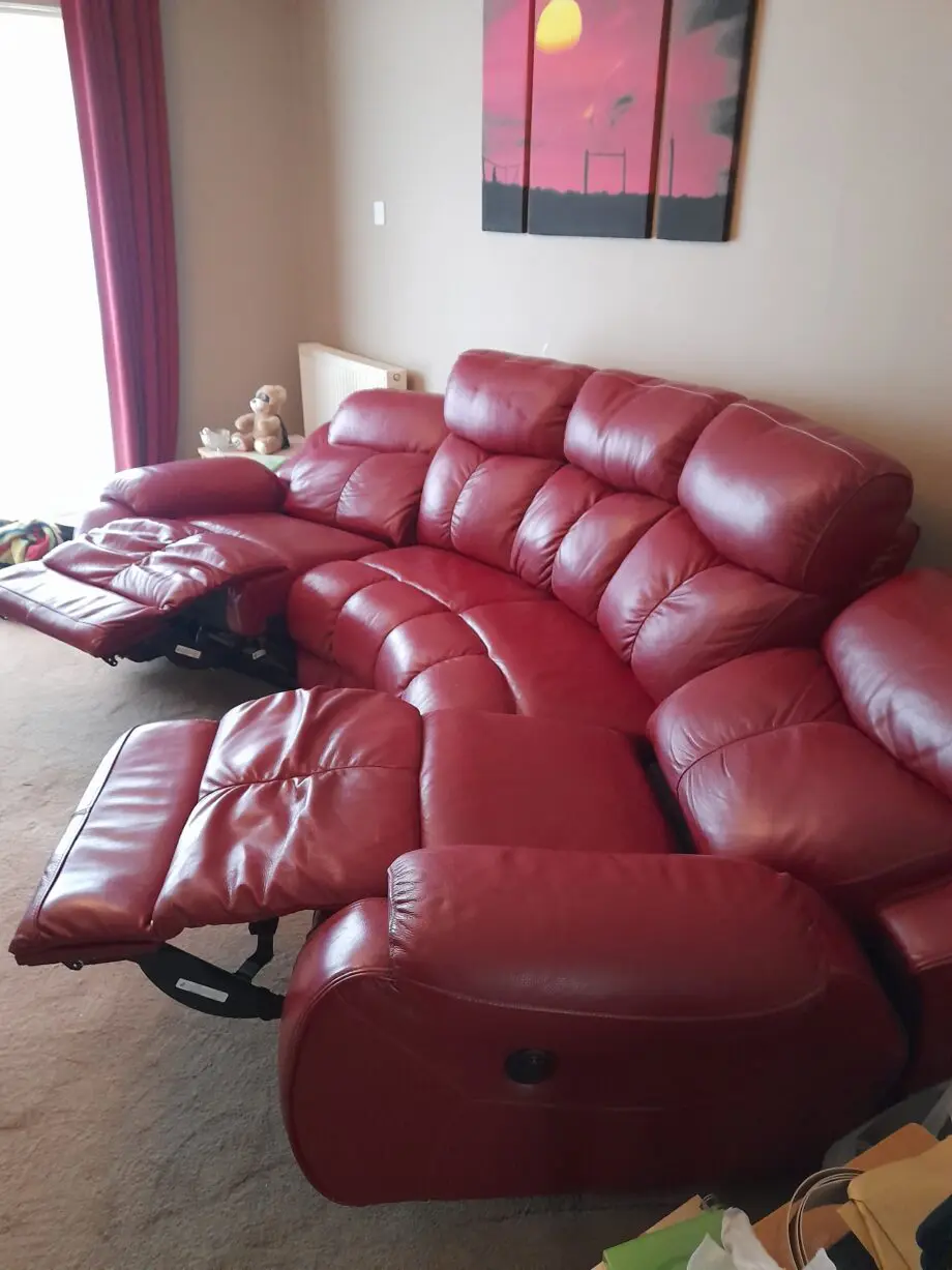 4 seater red electric leather sofa