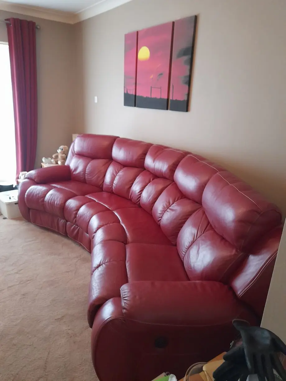 4 seater red electric leather sofa