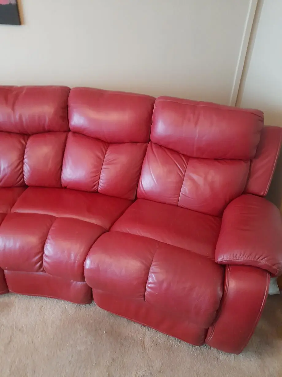 4 seater red electric leather sofa