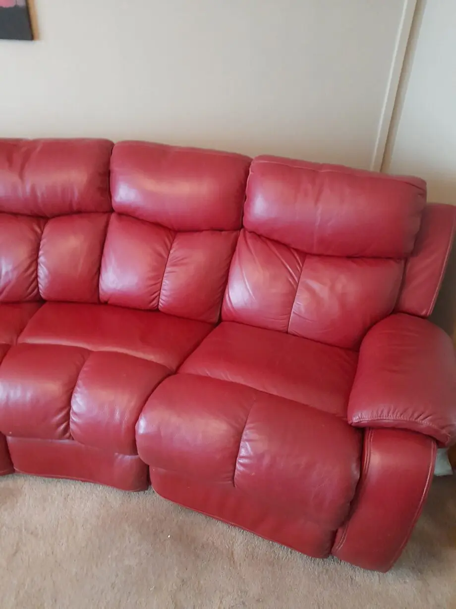 4 seater red electric leather sofa
