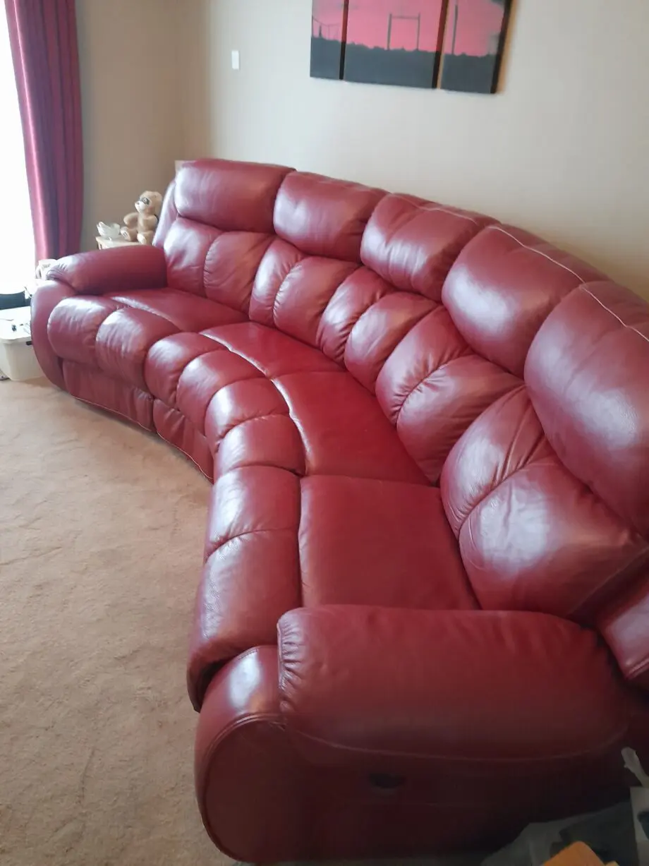 4 seater red electric leather sofa