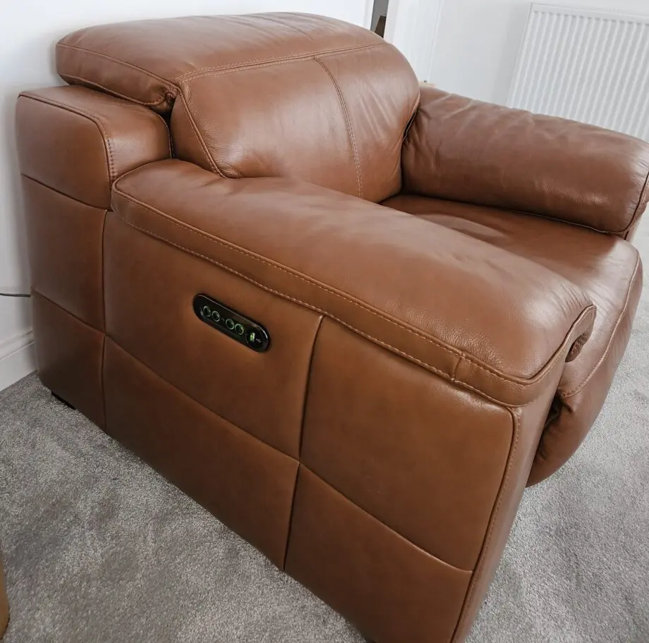Laurence Cognac Leather Corner Sofa and stool
