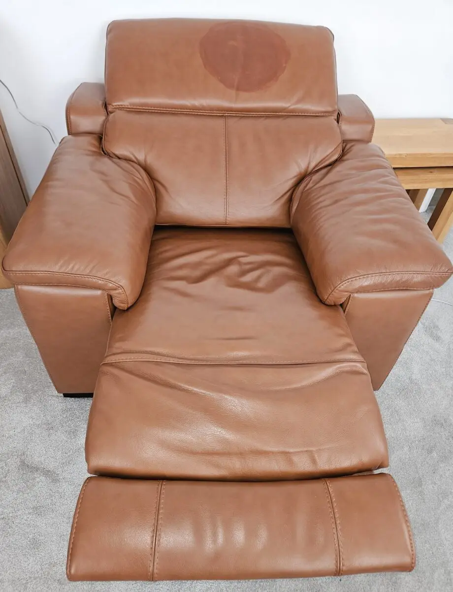 Laurence Cognac Leather Corner Sofa and stool
