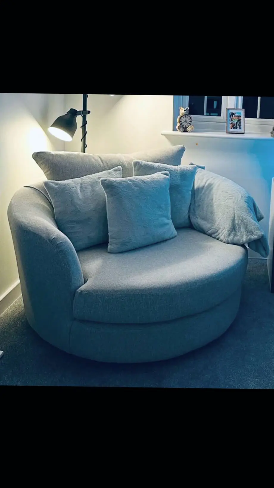 DFS Saphina Grey Corner Chair, Foot Stool & Cuddle