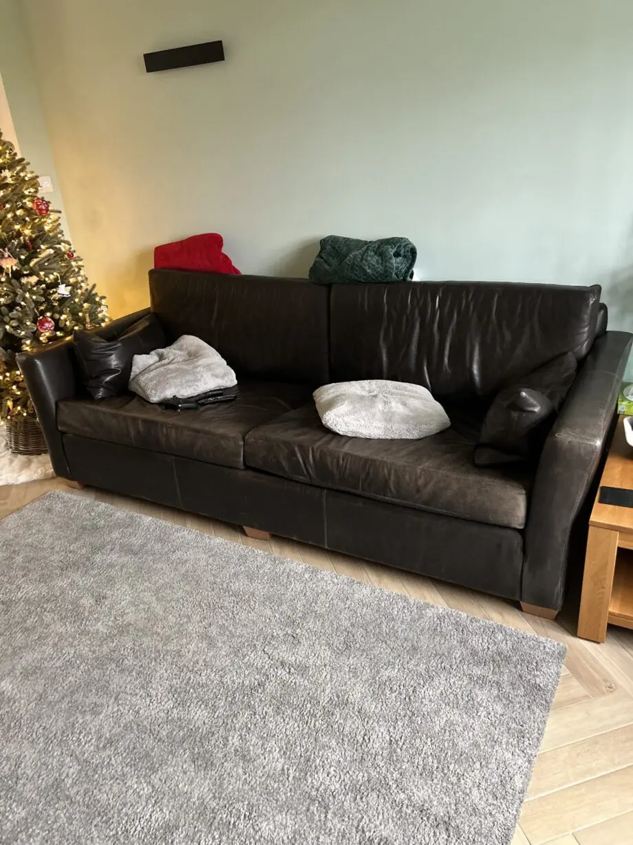 Real Leather Dark Brown Sofa