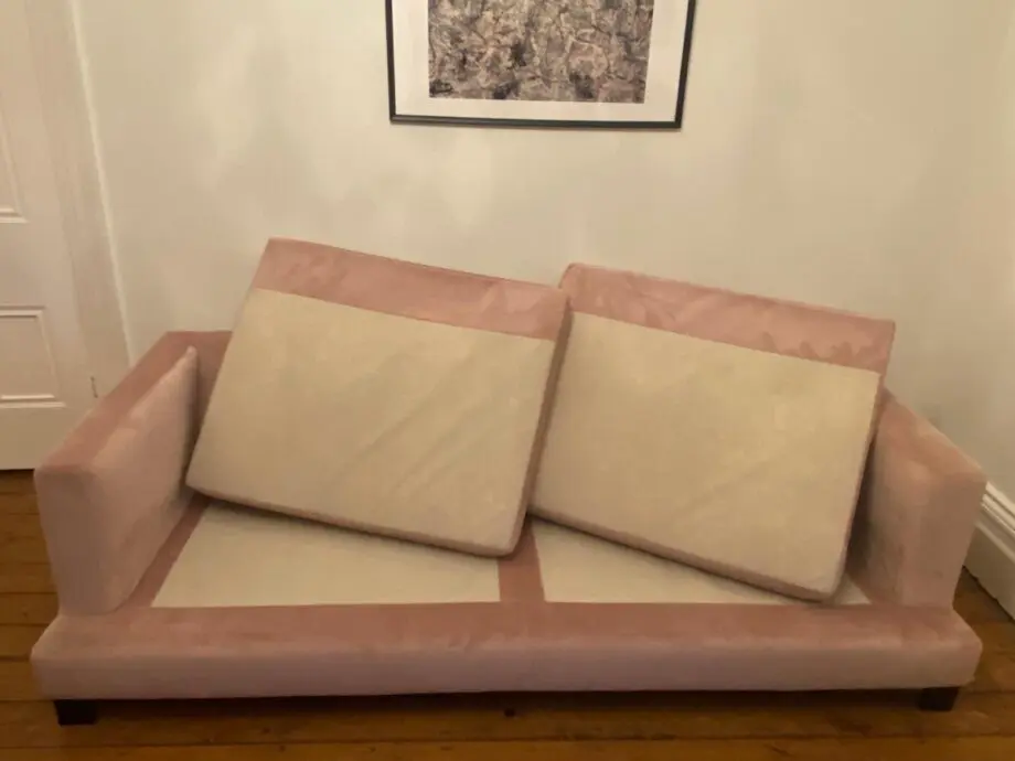 DWELL Lugano 4 seater pink velvet sofa