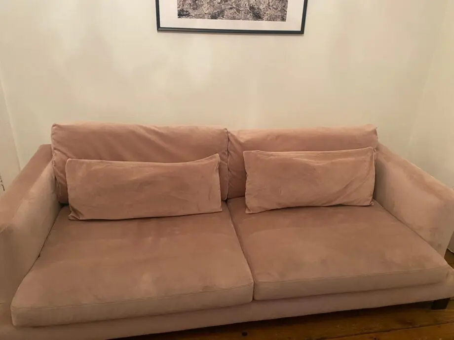 DWELL Lugano 4 seater pink velvet sofa
