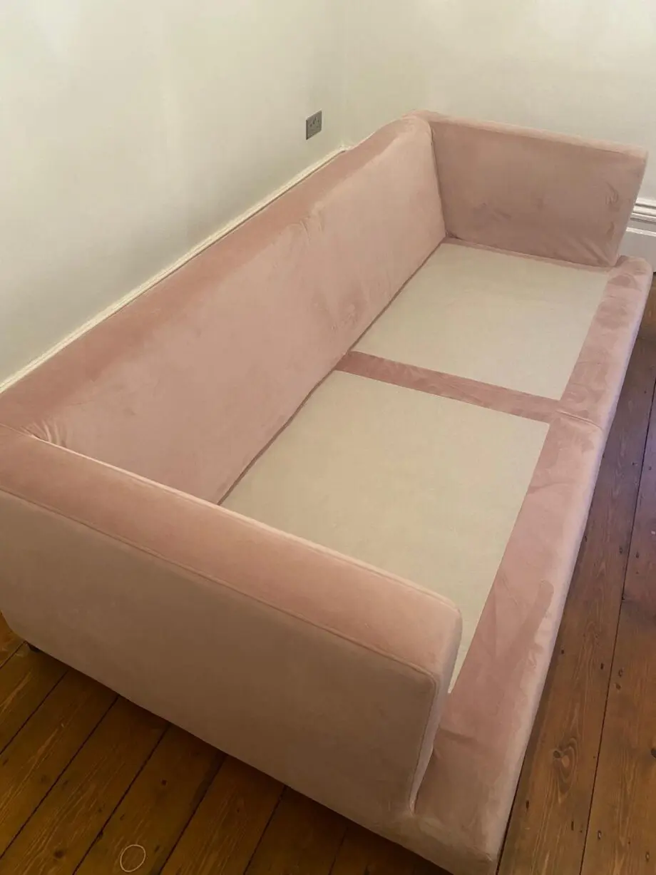 DWELL Lugano 4 seater pink velvet sofa