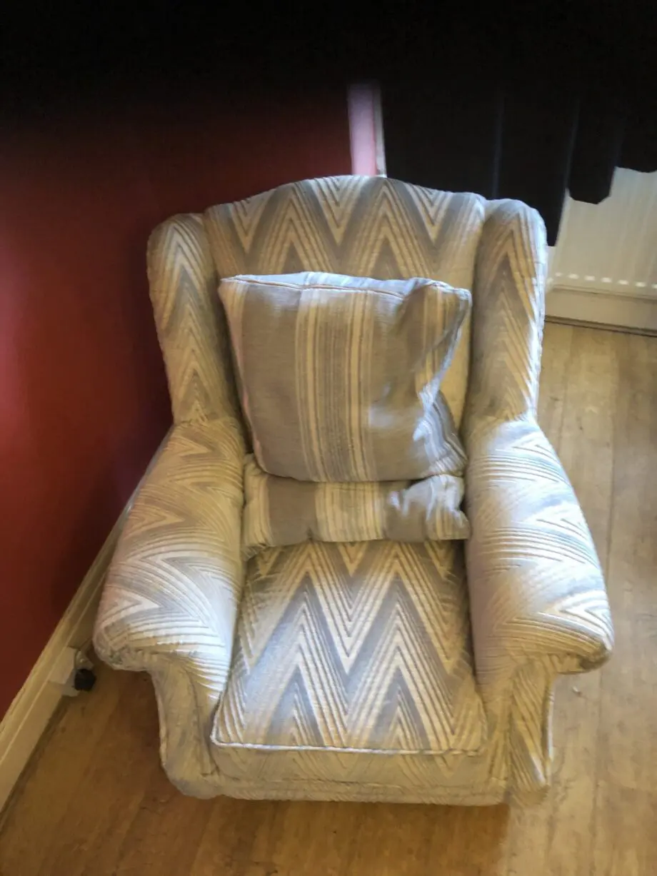 Alstons Lowry grey_silver chevrons chenille Chair