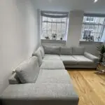 DFS tweed duck egg blue large corner sofa