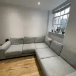 DFS tweed duck egg blue large corner sofa