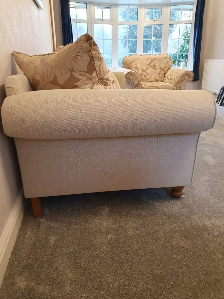 Gold and beige scatter cushion 4 seater sofa