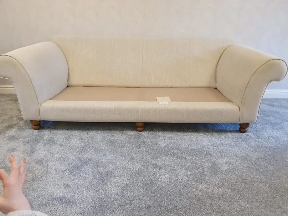 Gold and beige scatter cushion 4 seater sofa
