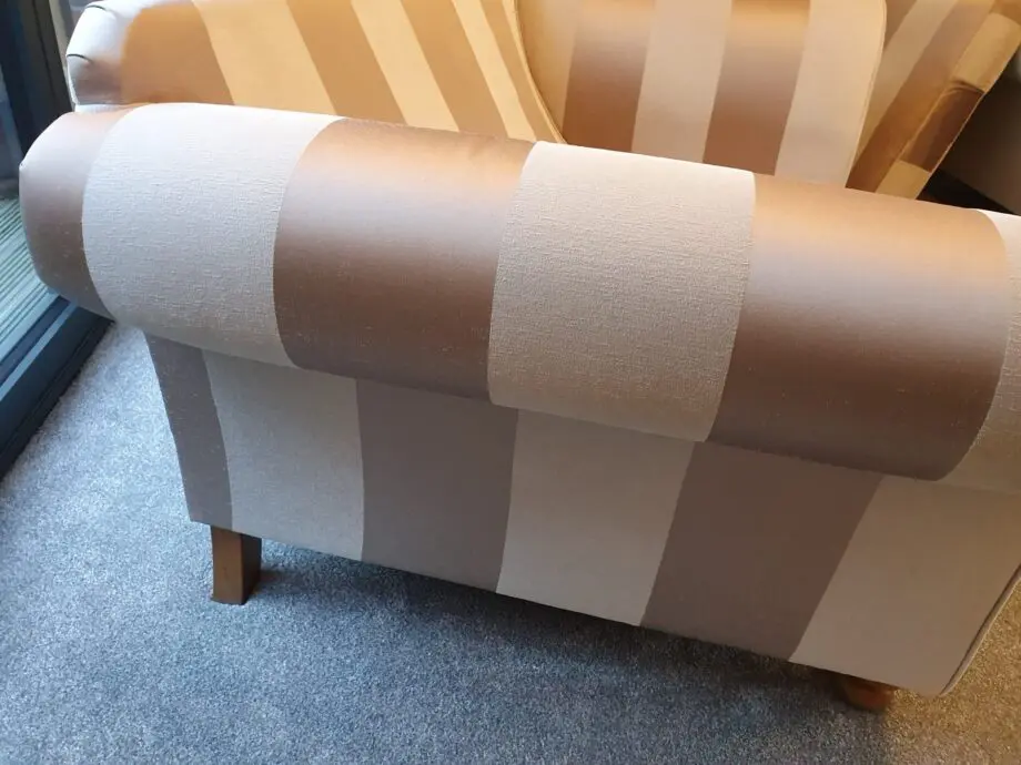 Gold and beige stripe 2 seater sofa