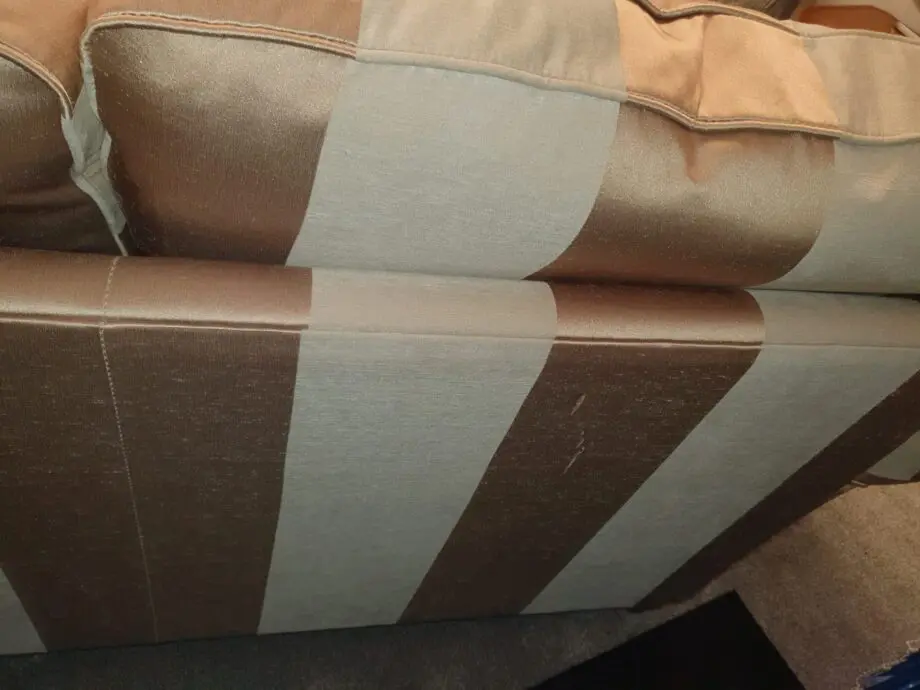 Gold and beige stripe 2 seater sofa