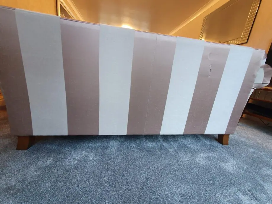 Gold and beige stripe 2 seater sofa