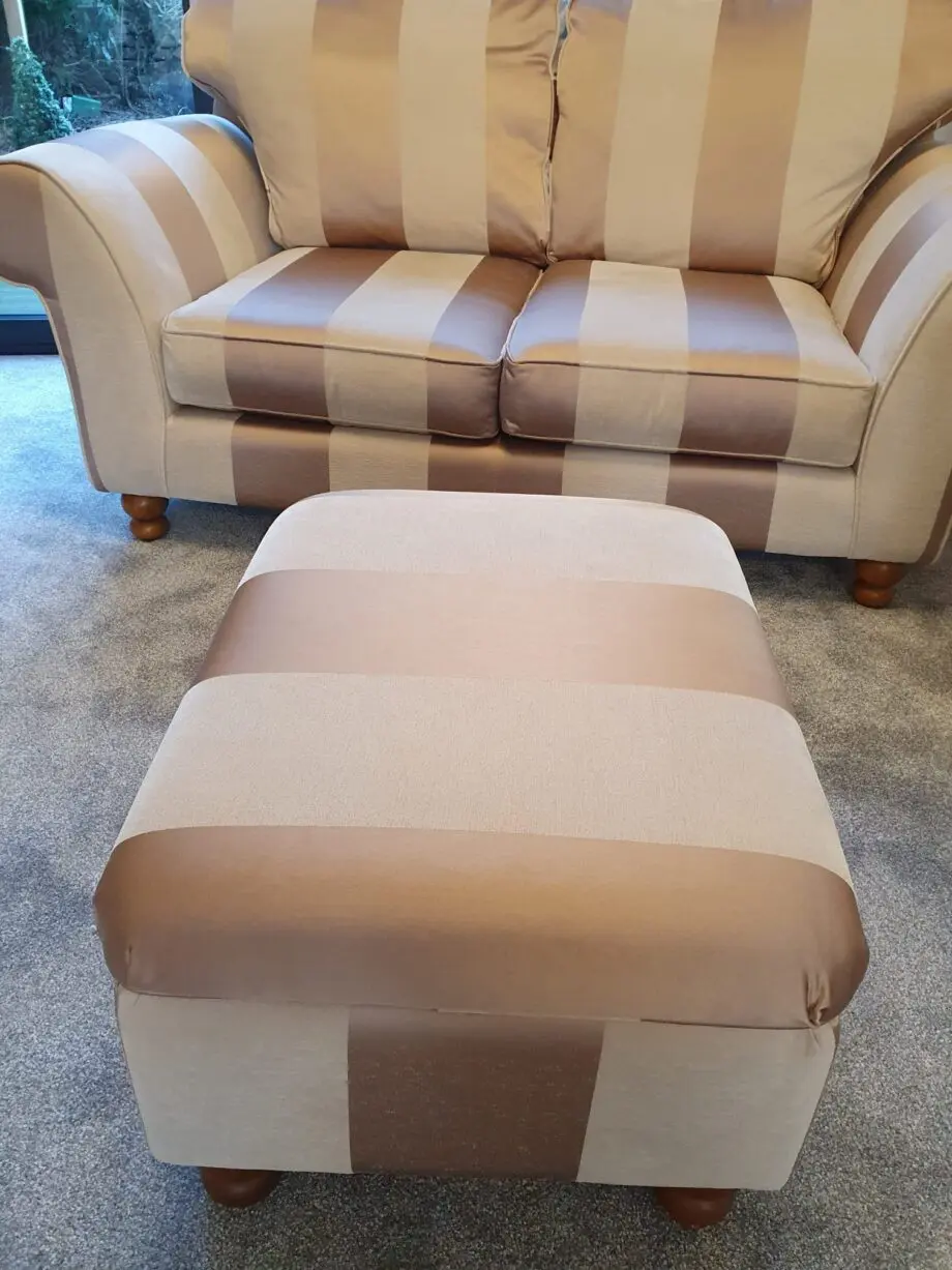 Gold and beige stripe footstool