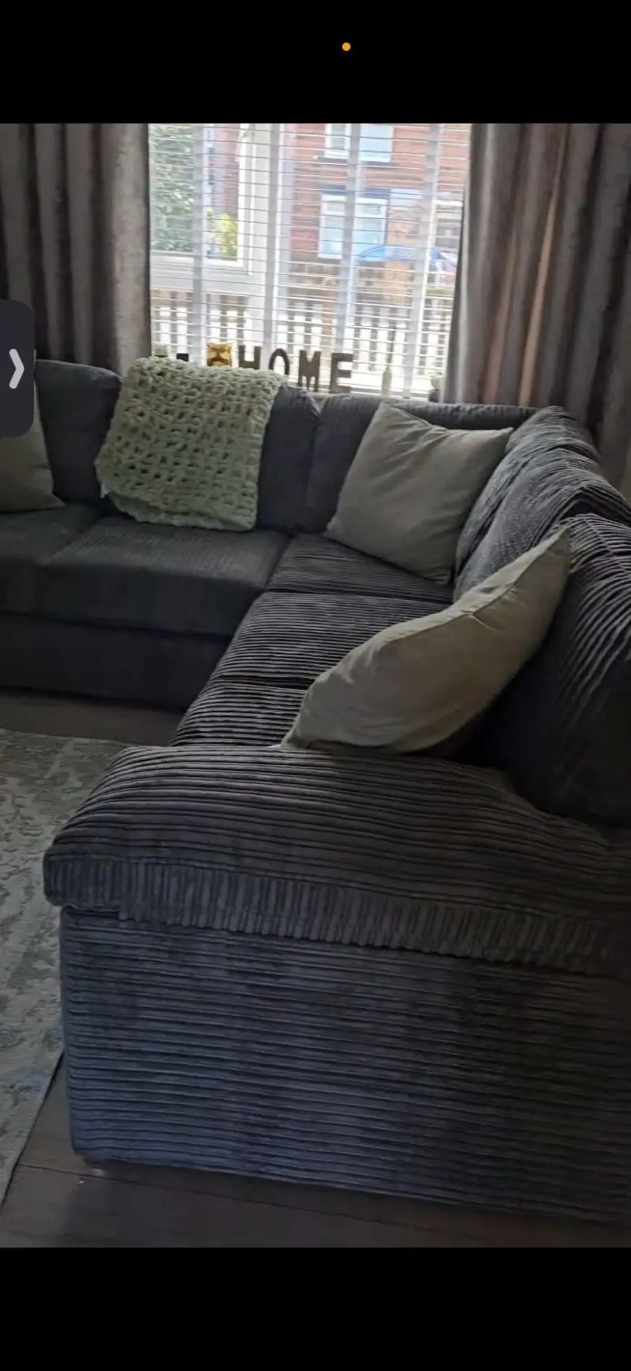 Delta Full Jumbo Cord 5 Seater Corner Sofa - Grey
