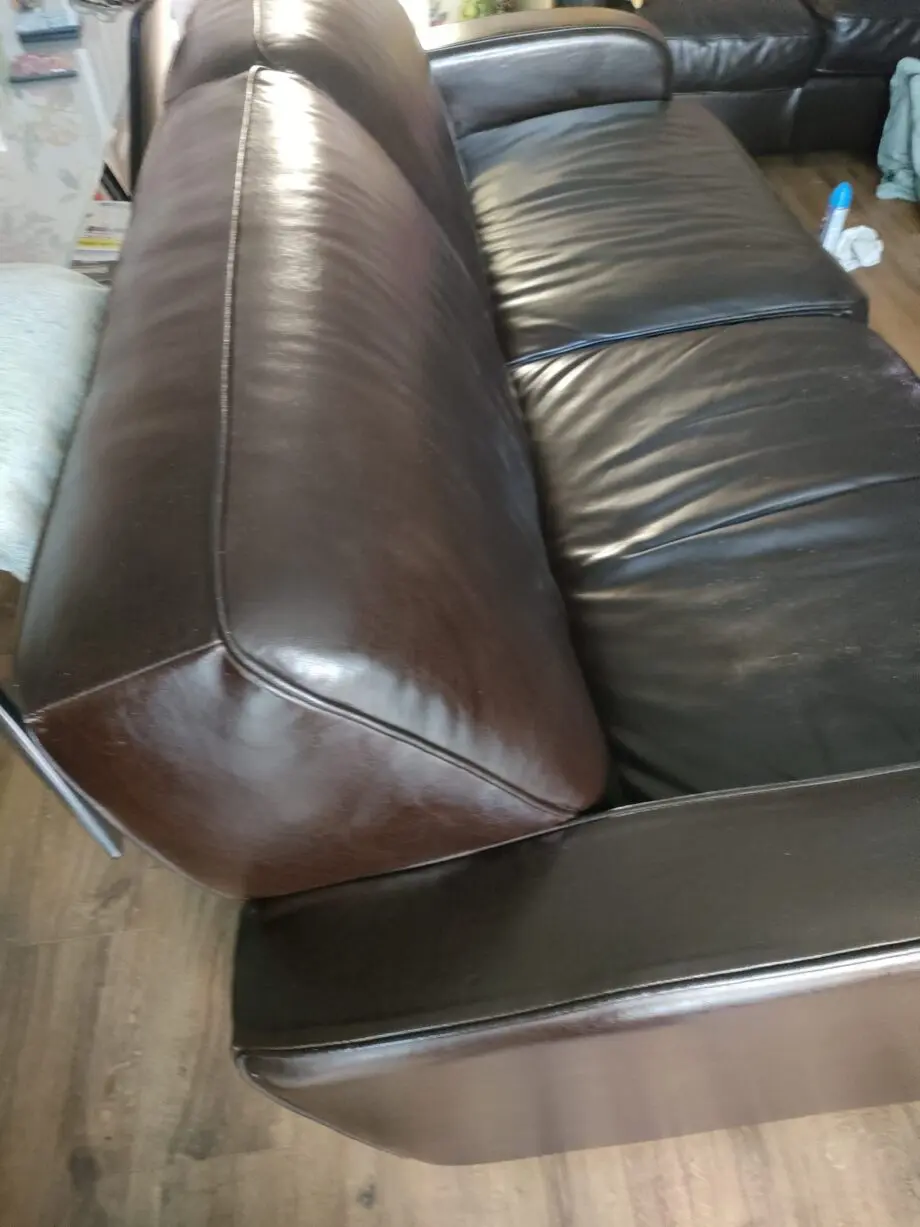 Brown real leather 4 seater sofa