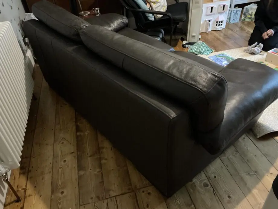 Brown leather sofa