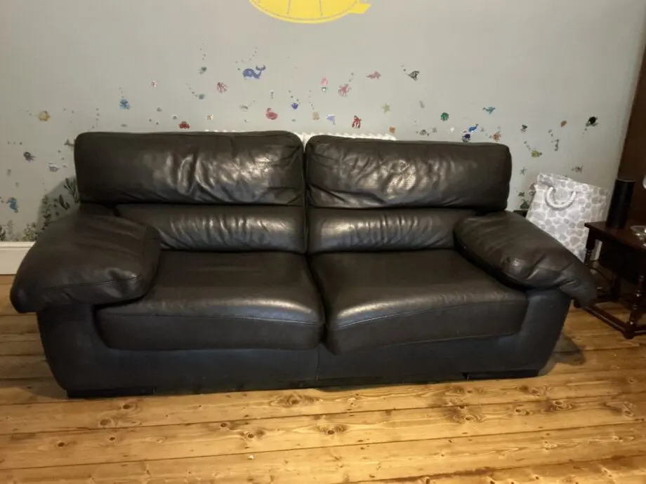 Brown leather sofa