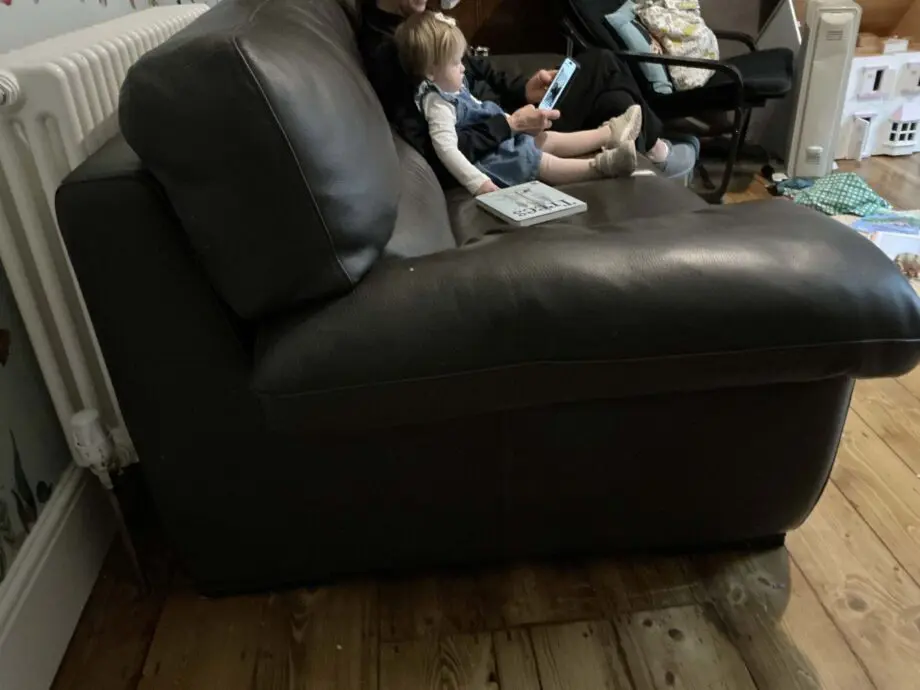 Brown leather sofa