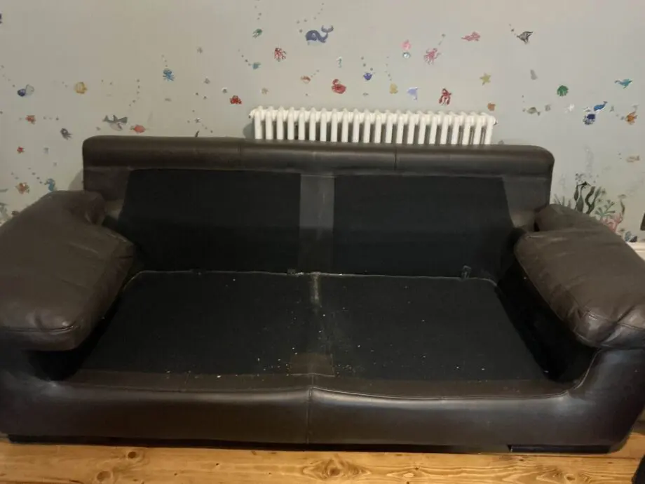 Brown leather sofa