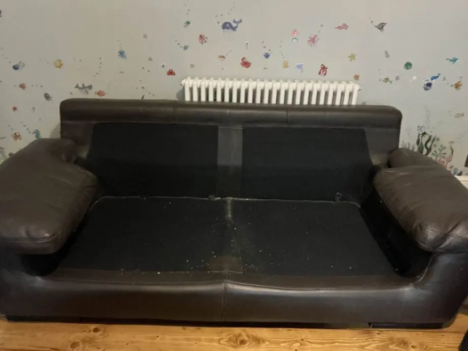 Brown leather sofa