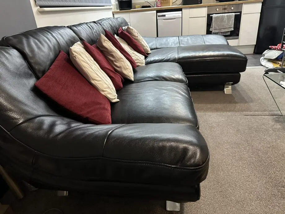 Genuine Italian Leather Corner sofa and swivel bucket chair