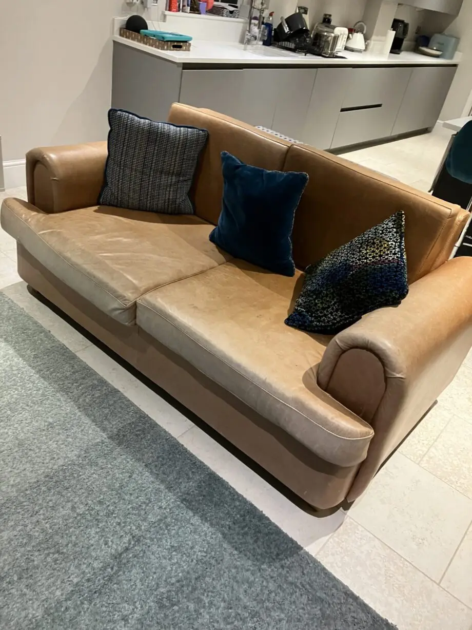 Handmade Tan Leather sofa x2
