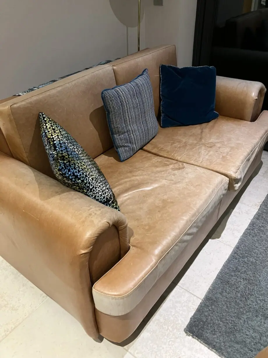 Handmade Tan Leather sofa x2