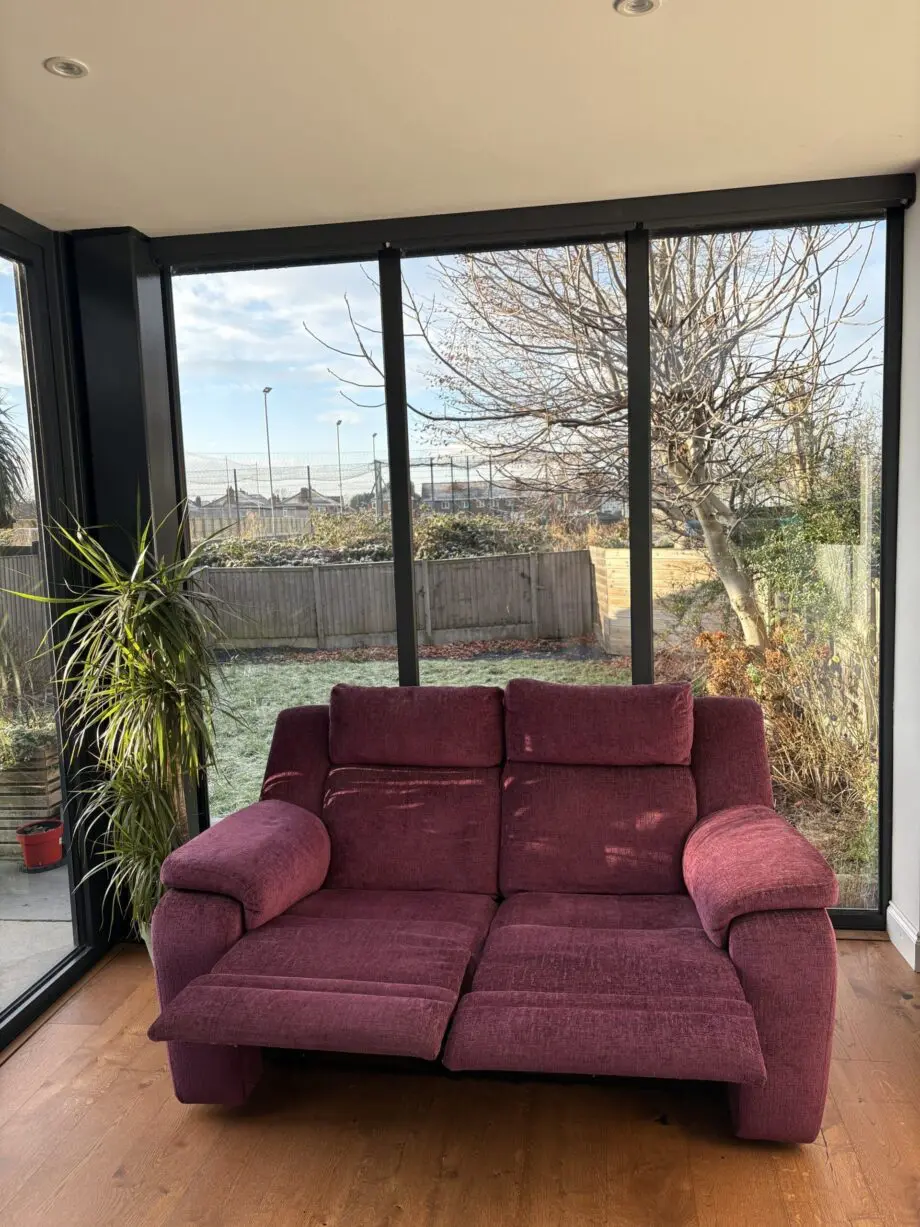 2 Seater DFS Manual Recliner Plum Sofa