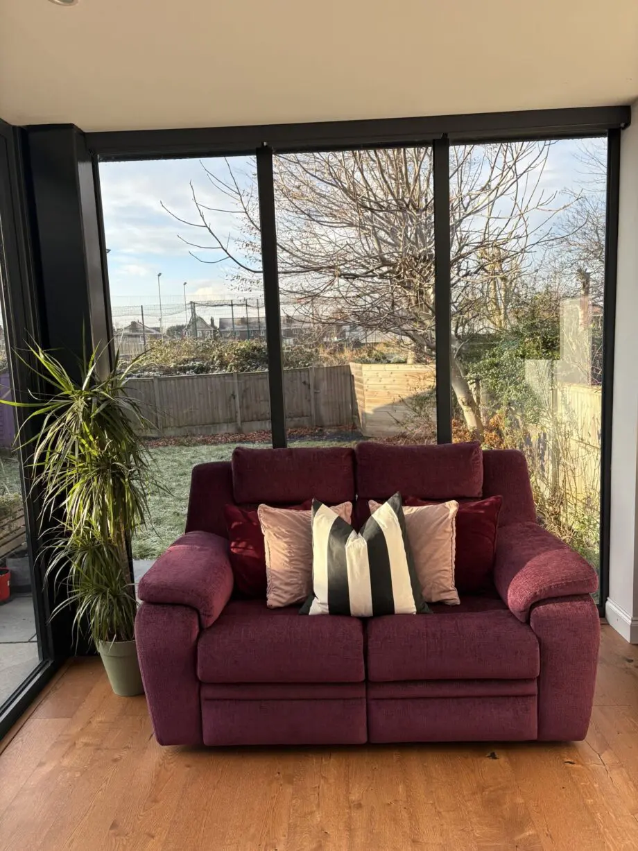 2 Seater DFS Manual Recliner Plum Sofa