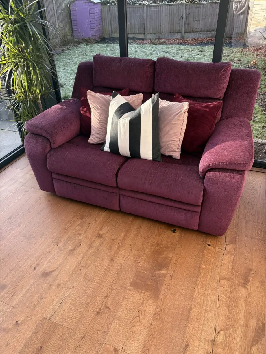 2 Seater DFS Manual Recliner Plum Sofa