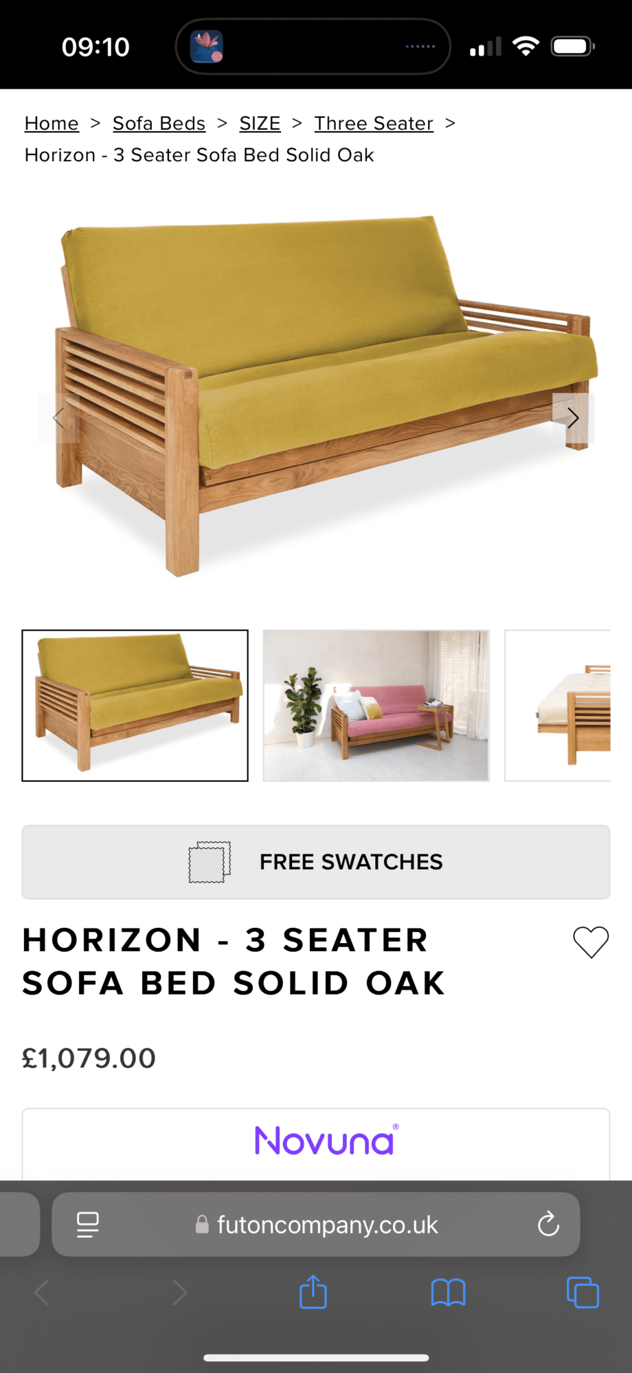 FUTON Shop - Horizon 3 seater solid oak