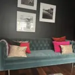 4 seater velvet teal sofa from Made