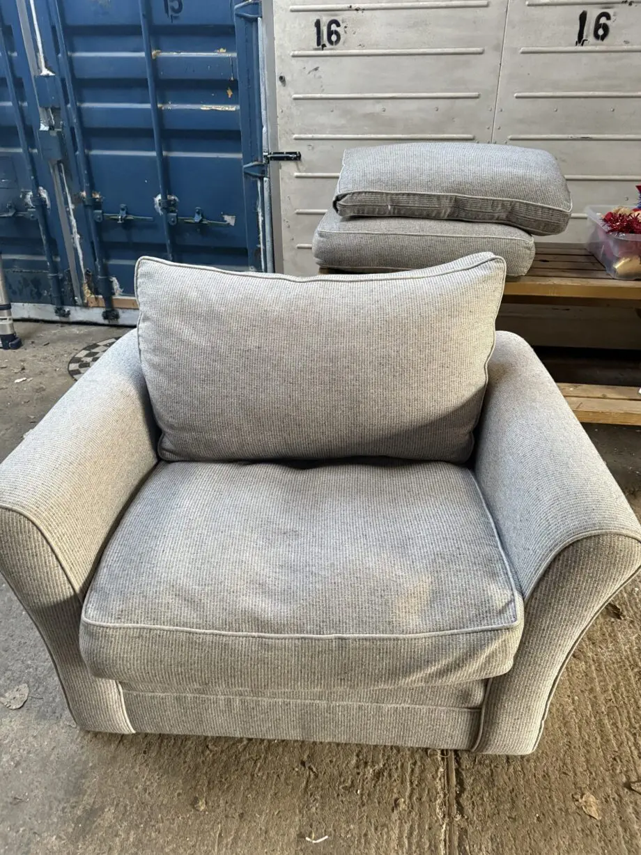 LAURA ASHELY grey 3 seater sofa and cuddle chair