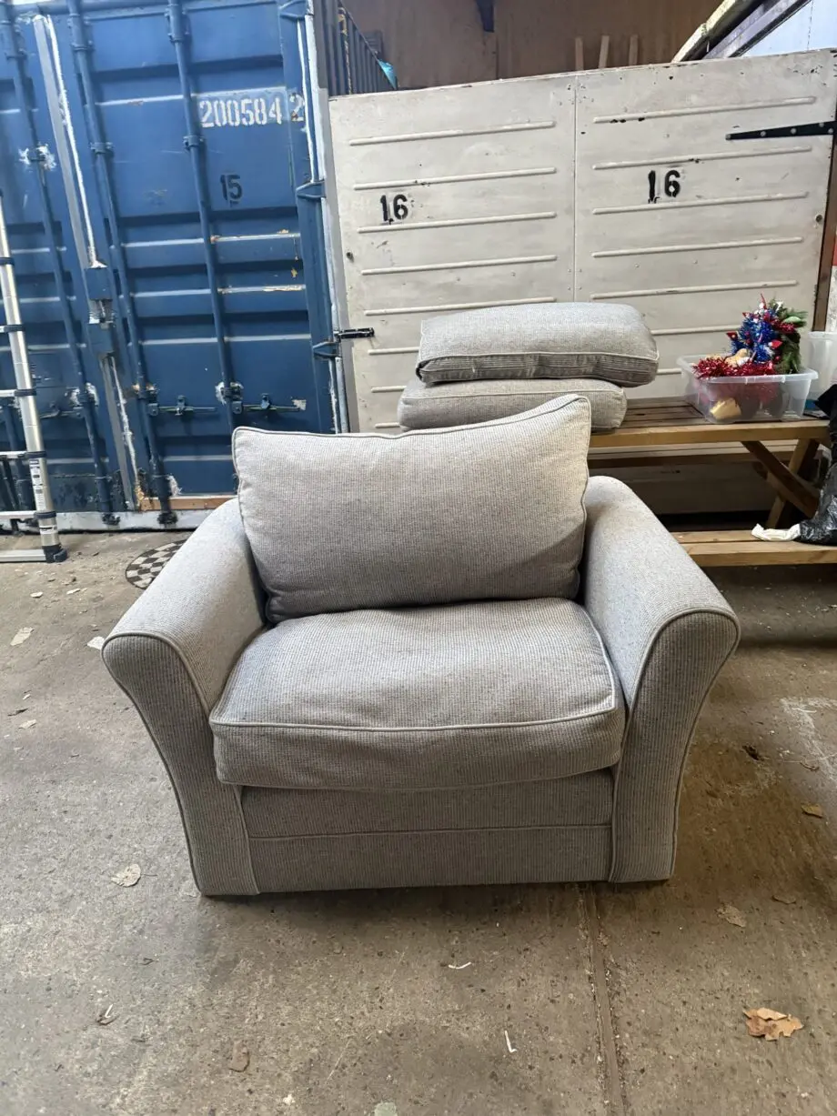 LAURA ASHELY grey 3 seater sofa and cuddle chair