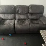 Grey suede 3 and 4 seater reclining sofas