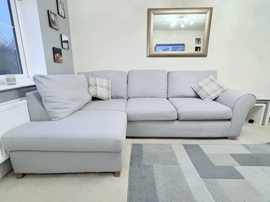 DFS Owen blue combination, Formal back right hand facing arm corner sofa.