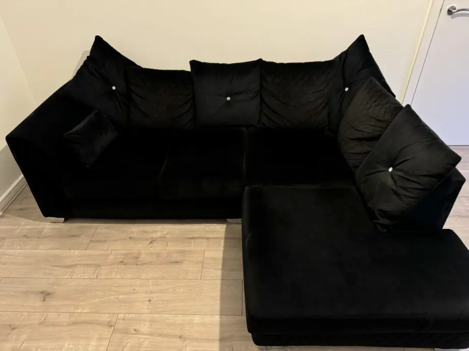 Black Velvet Corner Sofa