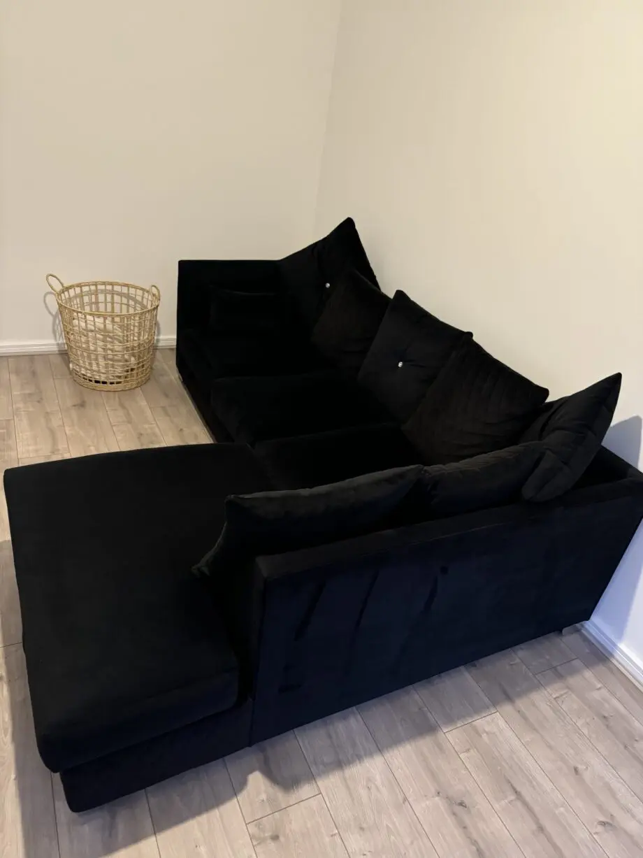 Black Velvet Corner Sofa