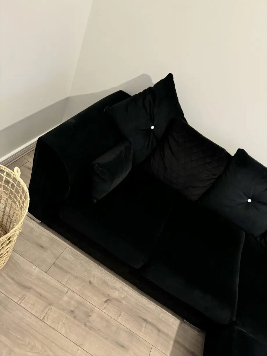 Black Velvet Corner Sofa