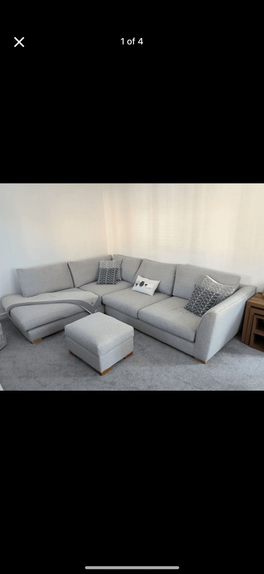 DFS Saphina Grey Corner Chair, Foot Stool & Cuddle