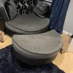 Swivel cuddle chair and half moon stool