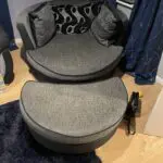 Swivel cuddle chair and half moon stool