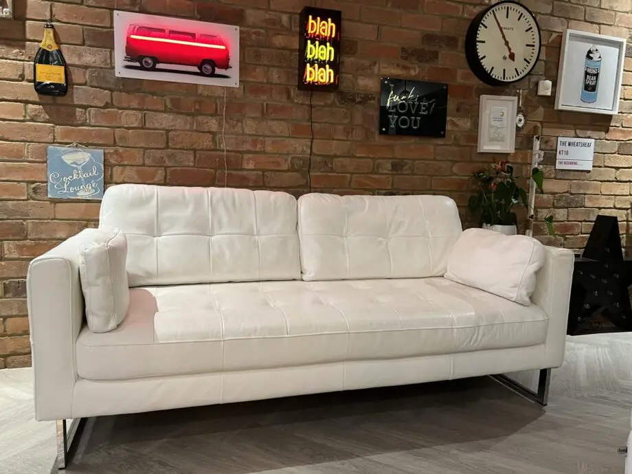 DWELL ‘Paris’ white leather sofa