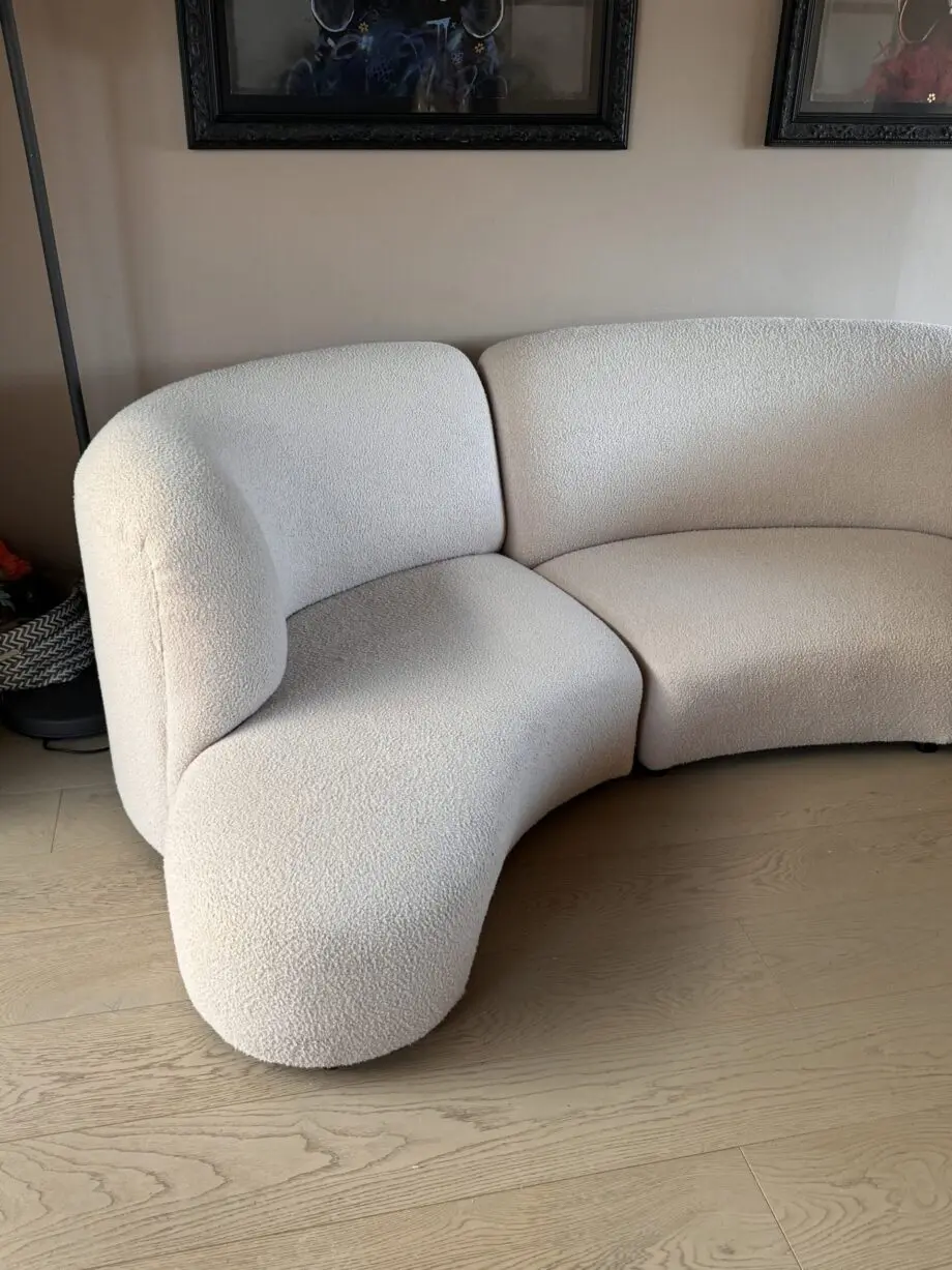 Curvy beige boucle bespoke unique sofa xxl seats 6