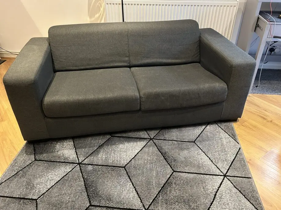 2-seater dark grey fabric sofa
