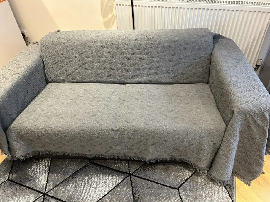 2-seater dark grey fabric sofa